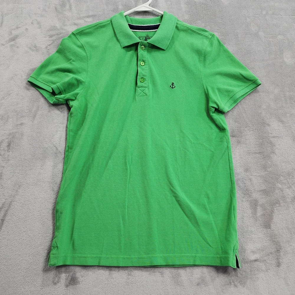 Collezione Polo Shirt Mens M Light Green Anchor Logo Nautical Short Sleeve